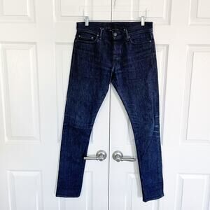 John Elliott Dark Wash Button Fly Straight Leg Selvedge Jeans